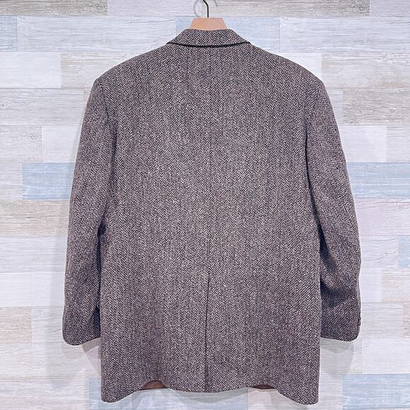 Harris Tweed Scottish Wool Sport Coat Brown Plaid USA Made Bespoke Mens 42 - Picture 6 of 8